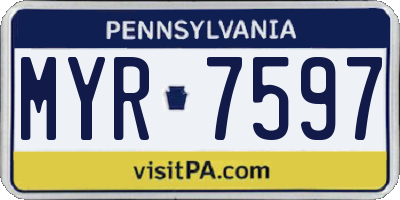 PA license plate MYR7597