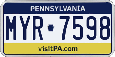 PA license plate MYR7598