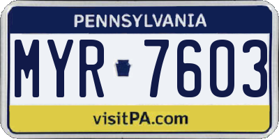 PA license plate MYR7603