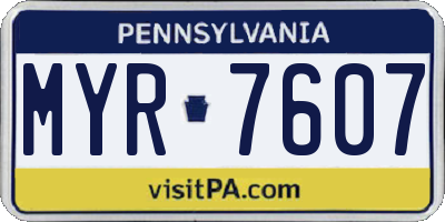 PA license plate MYR7607