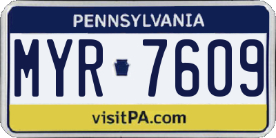 PA license plate MYR7609