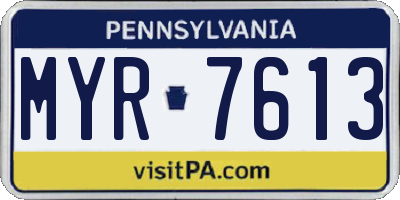 PA license plate MYR7613