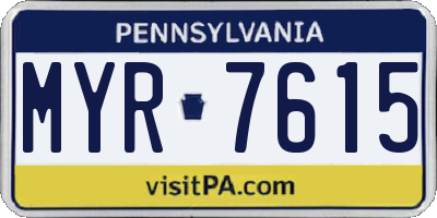 PA license plate MYR7615