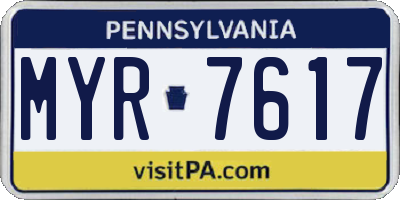 PA license plate MYR7617