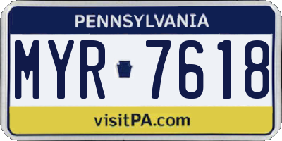 PA license plate MYR7618
