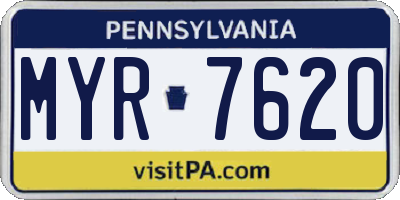 PA license plate MYR7620