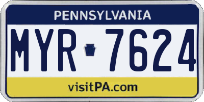 PA license plate MYR7624