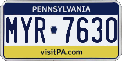 PA license plate MYR7630