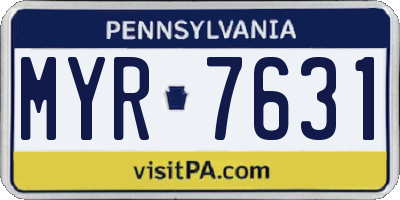PA license plate MYR7631