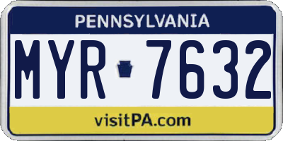PA license plate MYR7632