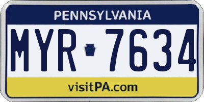 PA license plate MYR7634