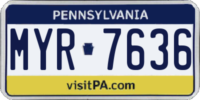 PA license plate MYR7636
