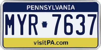 PA license plate MYR7637