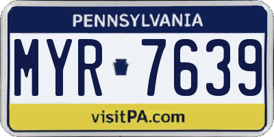 PA license plate MYR7639