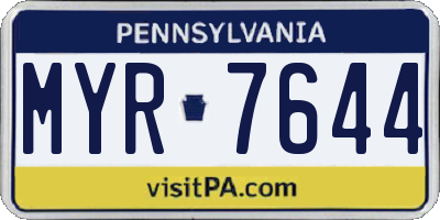 PA license plate MYR7644