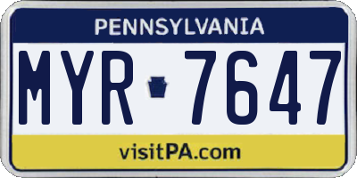 PA license plate MYR7647
