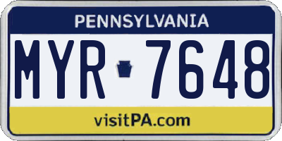 PA license plate MYR7648