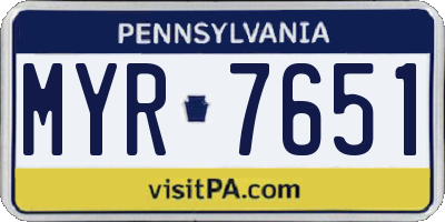 PA license plate MYR7651