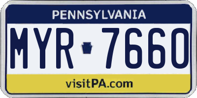 PA license plate MYR7660