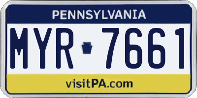 PA license plate MYR7661
