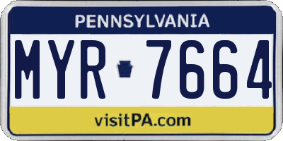 PA license plate MYR7664