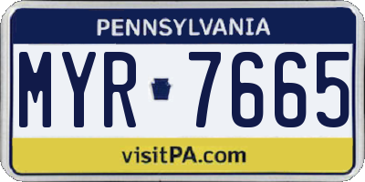 PA license plate MYR7665