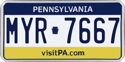 PA license plate MYR7667