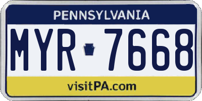 PA license plate MYR7668