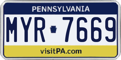 PA license plate MYR7669