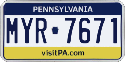 PA license plate MYR7671