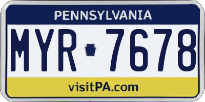 PA license plate MYR7678