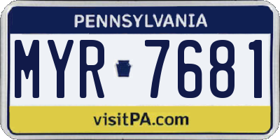 PA license plate MYR7681