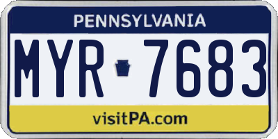 PA license plate MYR7683