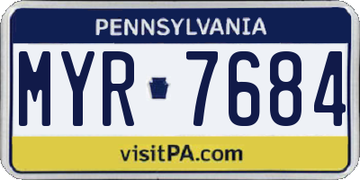 PA license plate MYR7684