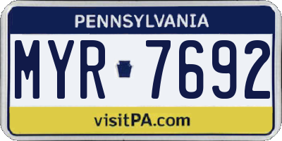 PA license plate MYR7692