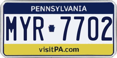 PA license plate MYR7702