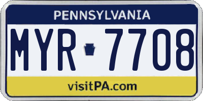 PA license plate MYR7708