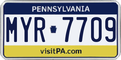 PA license plate MYR7709