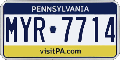 PA license plate MYR7714