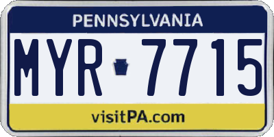 PA license plate MYR7715