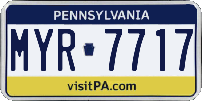 PA license plate MYR7717