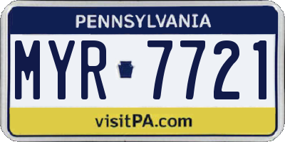 PA license plate MYR7721