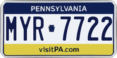 PA license plate MYR7722