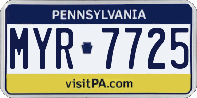 PA license plate MYR7725