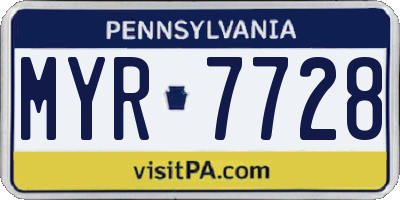 PA license plate MYR7728