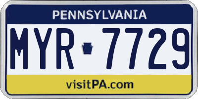 PA license plate MYR7729