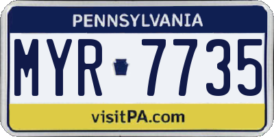 PA license plate MYR7735