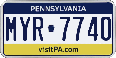 PA license plate MYR7740