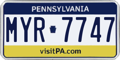 PA license plate MYR7747