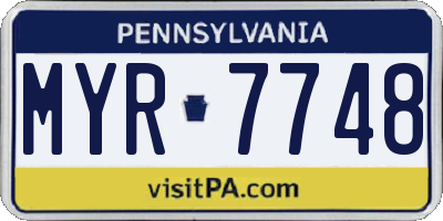 PA license plate MYR7748
